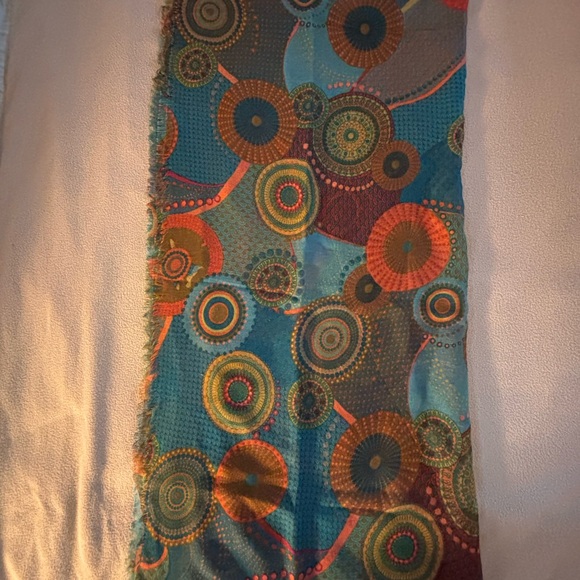 Accessories - Colorful Circular Pattern Fringed Scarf